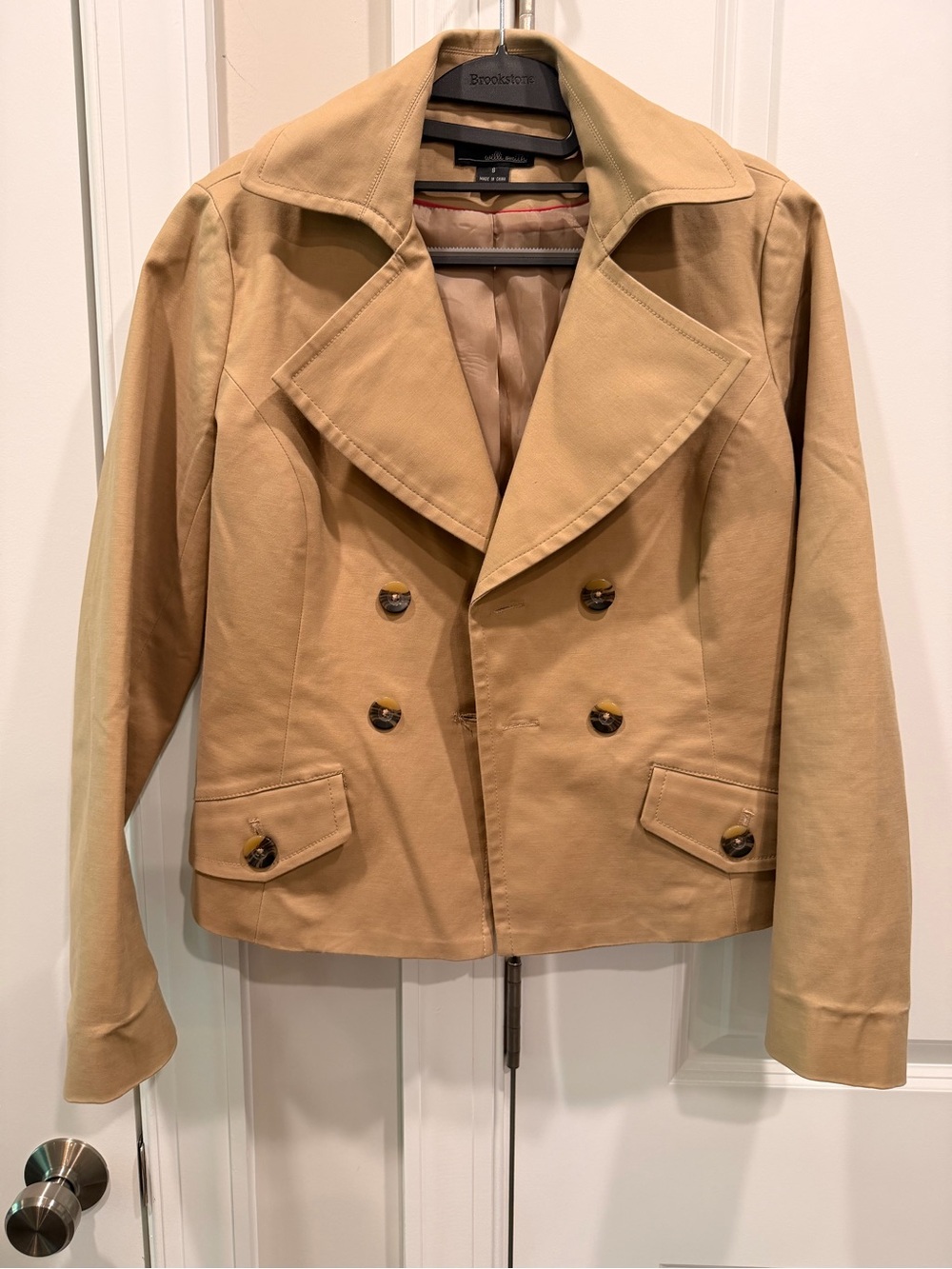 Willi smith Women's Tan Double-Breasted Peacoat